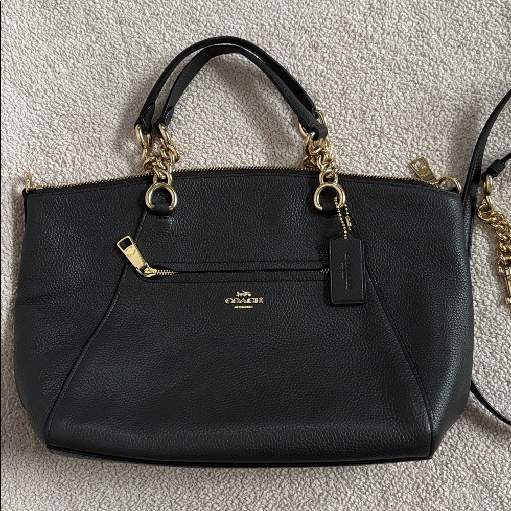Coach Brown Leather Shoulder Bag with Gold Accents - Picture 3 of 11